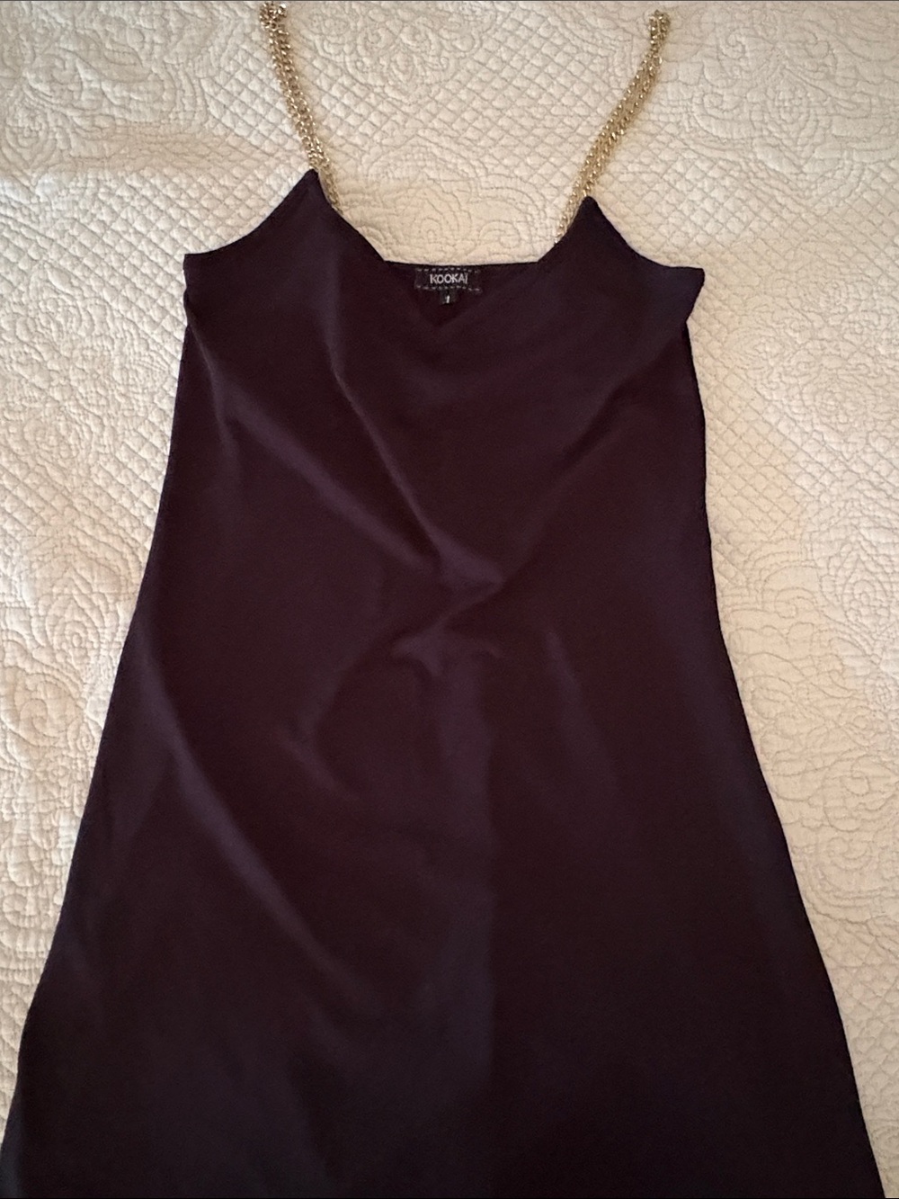 Kookai Black Slip Dress with Gold Chain Straps